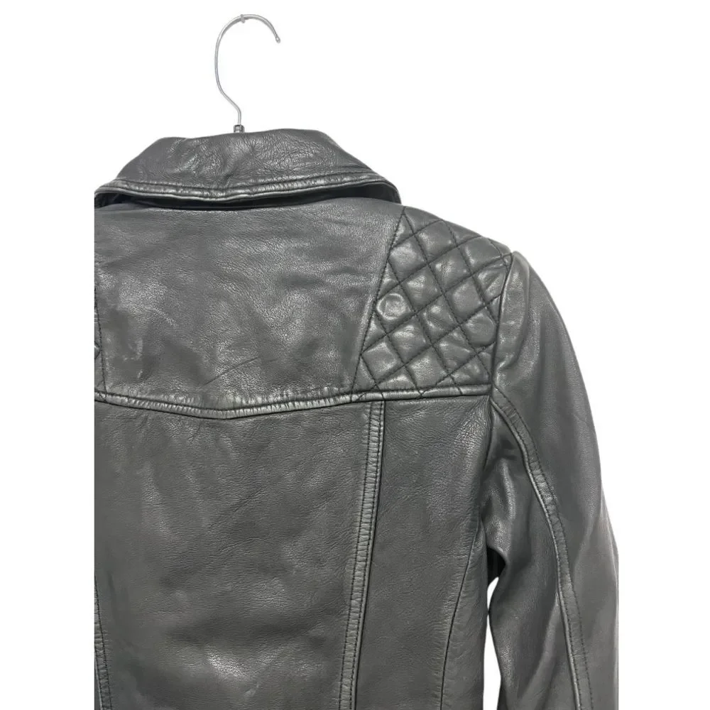 NWT ALL‎ SAINTS | Black Cargo Distressed Leather Biker Jacket XS 2